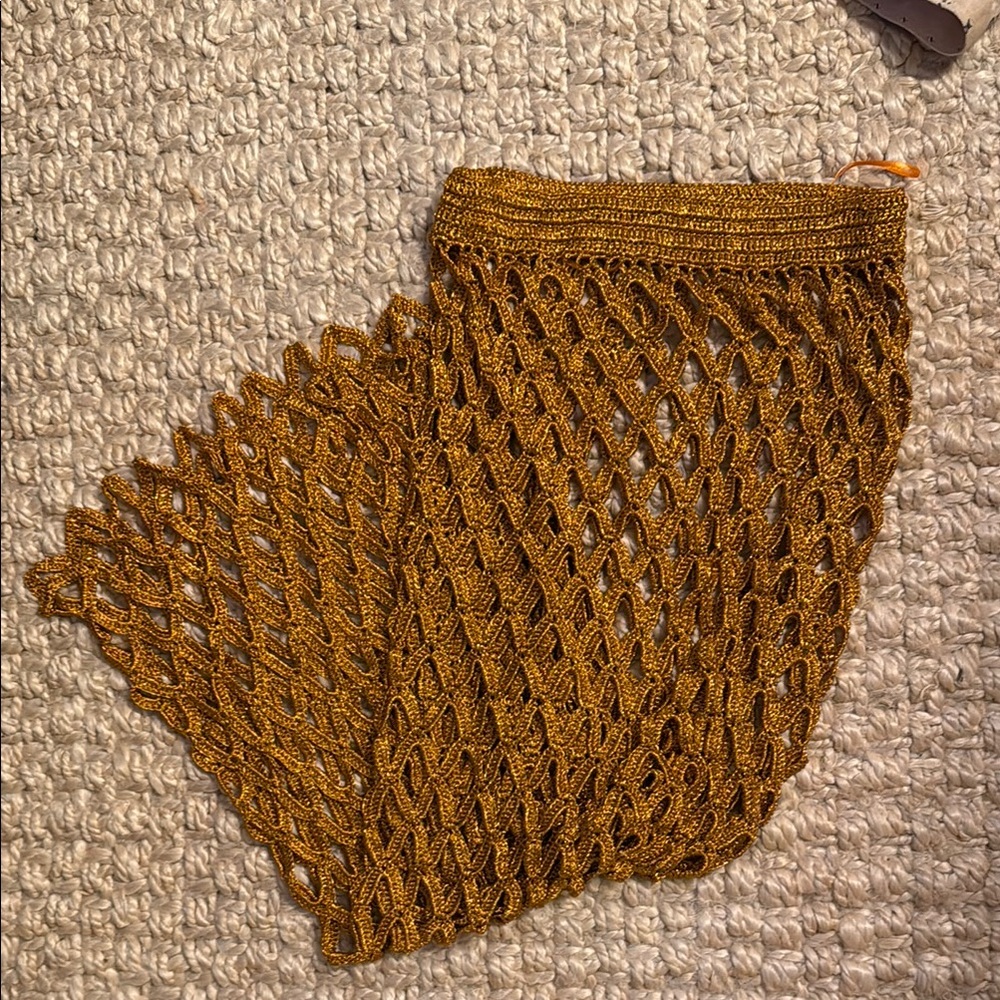 Cult Gaia Finn Crochet Gold Mesh Cover-Up Skirt - Picture 5 of 6